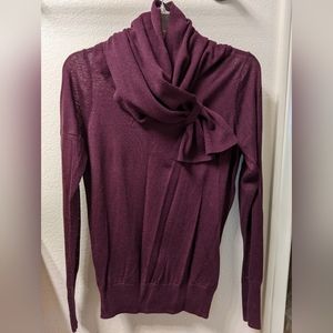 Burgundy sweater with built-in scarf, size M